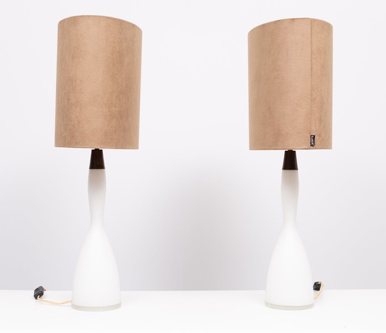 Image 1 of Kastrup Opaline Glass Table Lamps Design By Jacob Bang, 1960s Denmark