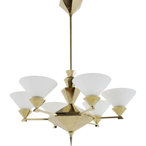 Vintage brass chandelier for Anyz, Czechoslovakia 1930