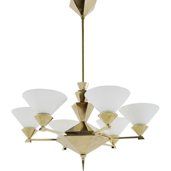 Image 1 of Vintage brass chandelier for Anyz, Czechoslovakia 1930
