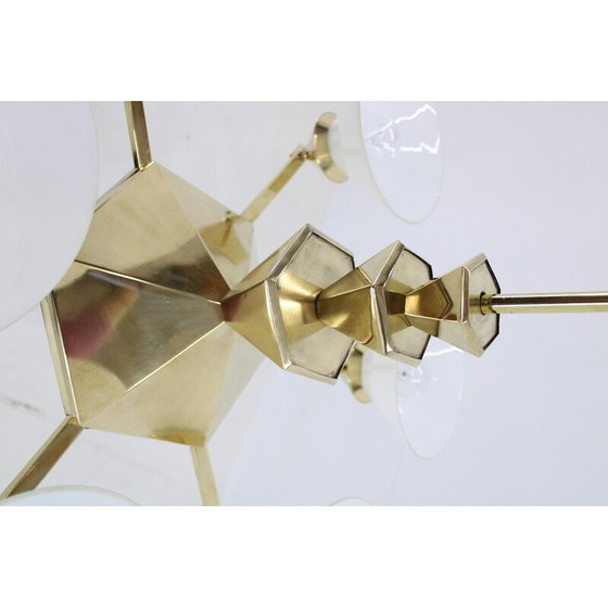 Image 1 of Vintage brass chandelier for Anyz, Czechoslovakia 1930