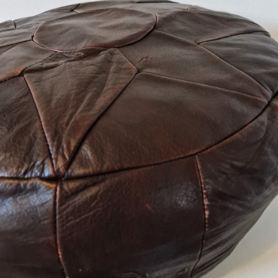 Image 1 of Round Leather Pouf