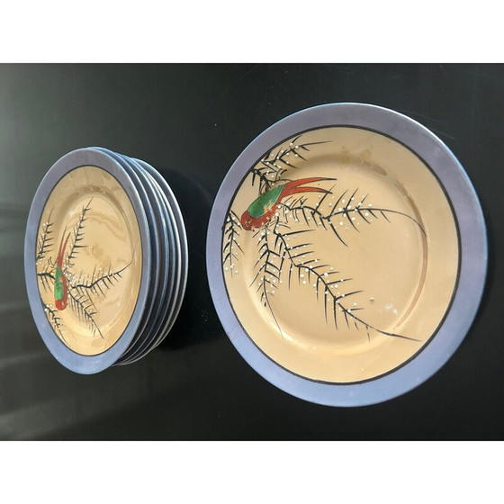 Image 1 of 7 vintage porcelain plates decorated with birds, Japan