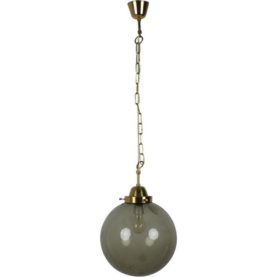 Image 1 of Vintage metal and glass suspension lamp by Kamenický Šenov, Czechoslovakia 1970