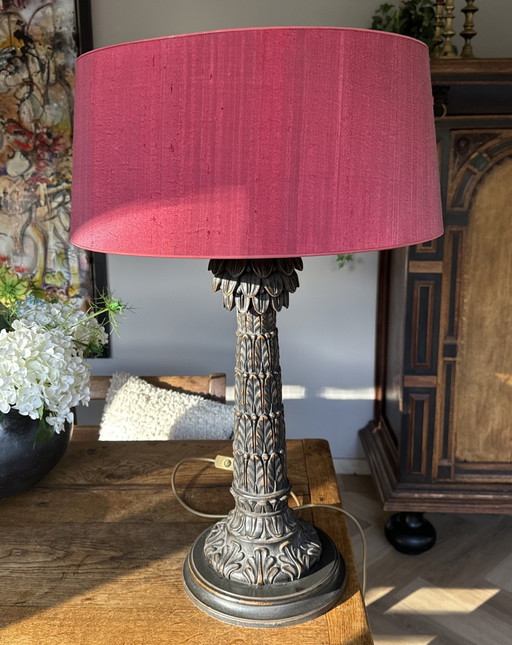 Table Lamp Wood With Silk Shade