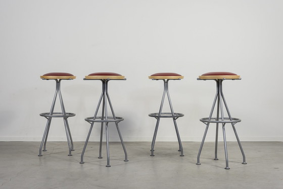 Image 1 of Ensemble de 4 tabourets au design scandinave par J. Lindau pour Bla Station