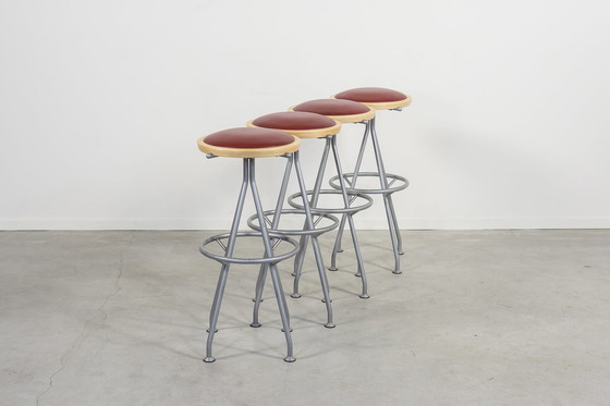 Image 1 of Ensemble de 4 tabourets au design scandinave par J. Lindau pour Bla Station