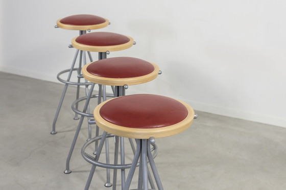 Image 1 of Ensemble de 4 tabourets au design scandinave par J. Lindau pour Bla Station