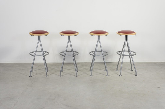 Image 1 of Ensemble de 4 tabourets au design scandinave par J. Lindau pour Bla Station