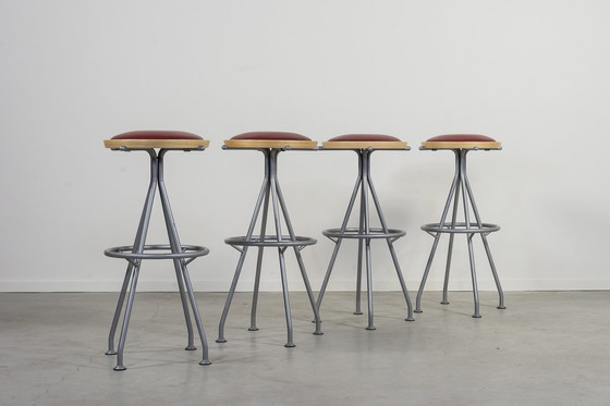 Image 1 of Ensemble de 4 tabourets au design scandinave par J. Lindau pour Bla Station