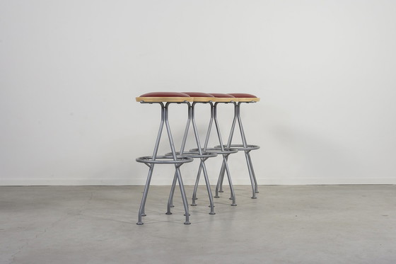 Image 1 of Ensemble de 4 tabourets au design scandinave par J. Lindau pour Bla Station