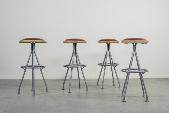 Image 1 of Ensemble de 4 tabourets au design scandinave par J. Lindau pour Bla Station