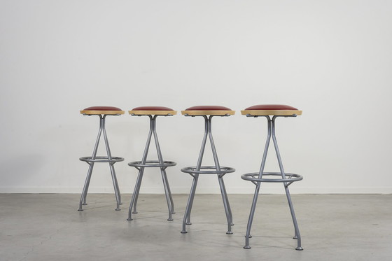 Image 1 of Ensemble de 4 tabourets au design scandinave par J. Lindau pour Bla Station