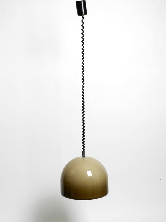 Image 1 of Beautiful 1960S Space Age Pulley Pendant Lamp With A Brown Plastic Lampshade By Staff