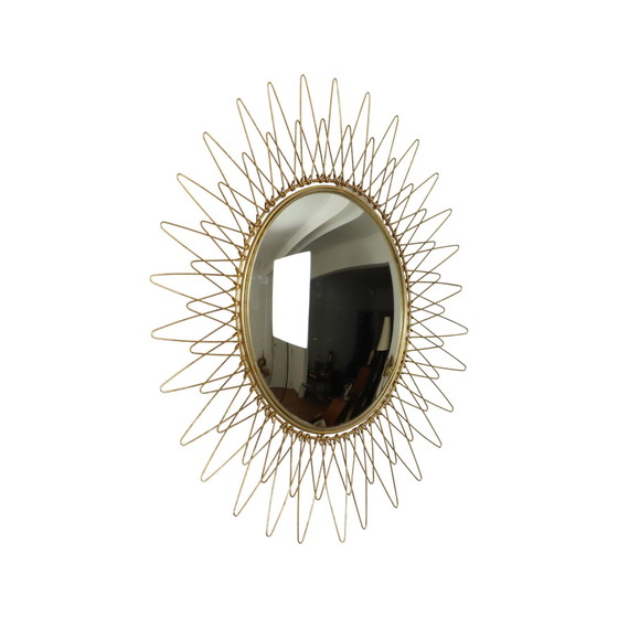 Image 1 of Miroir solaire en forme de soleil français feuille d'or