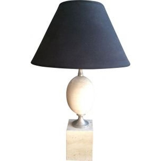 Image 1 of Lampada vintage francese in travertino e cromo di Philippe Barbier, 1970