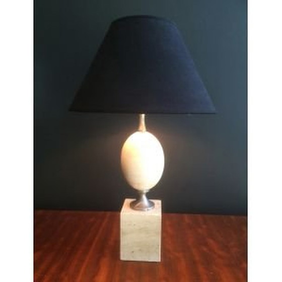 Image 1 of Lampada vintage francese in travertino e cromo di Philippe Barbier, 1970