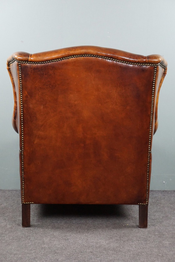 Image 1 of Sheep leather wing armchair