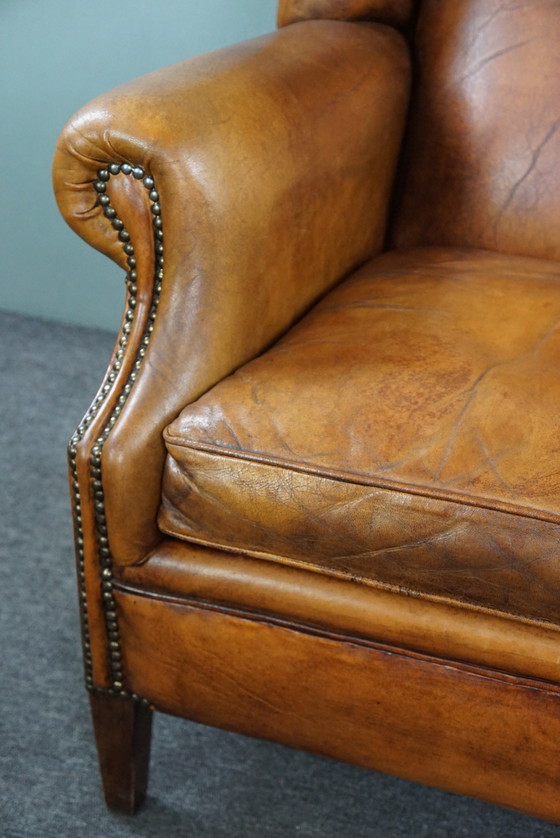 Image 1 of Sheep leather wing armchair