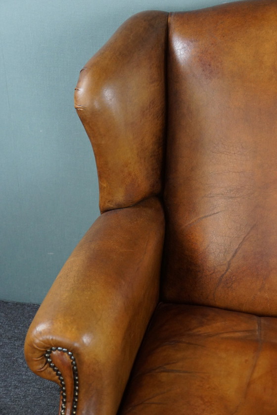 Image 1 of Sheep leather wing armchair