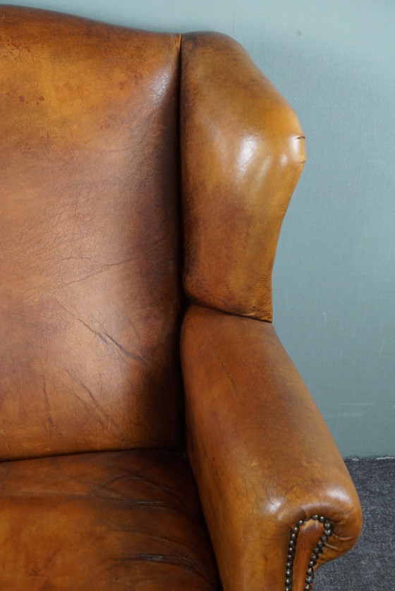 Image 1 of Sheep leather wing armchair