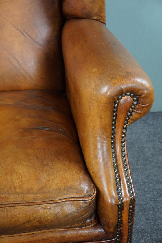 Image 1 of Sheep leather wing armchair