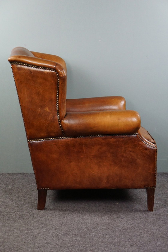 Image 1 of Sheep leather wing armchair