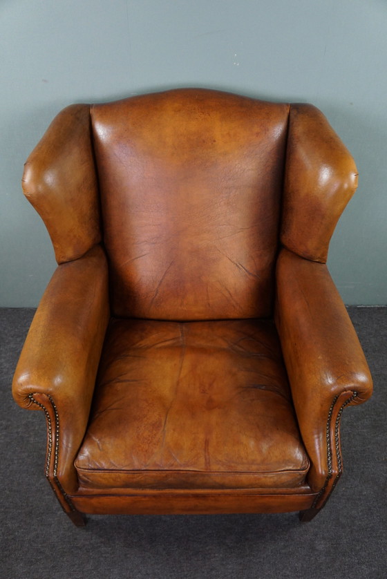 Image 1 of Sheep leather wing armchair