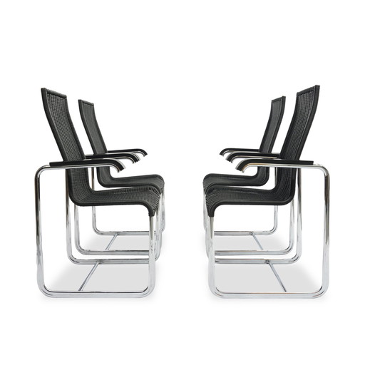 4X Tecta D 25 chairs | cantilever armrests wickerwork black