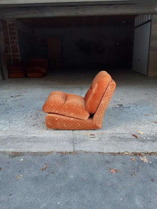 1/7 Orange chair Ligne Roset Pr M. Ducaroy Mod. Albany, Design Ép. Vintage