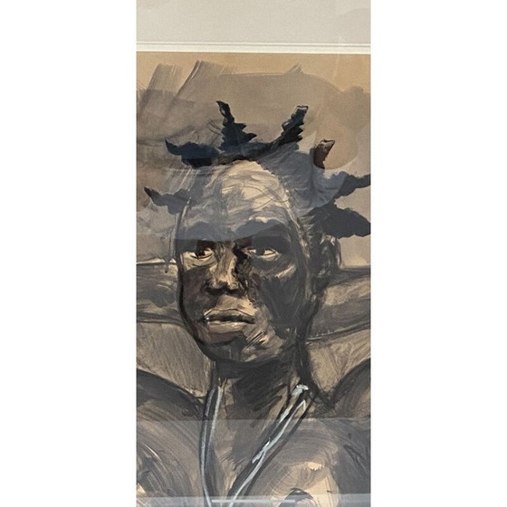 Image 1 of Vintage charcoal drawing by Jean Poulain, 1947