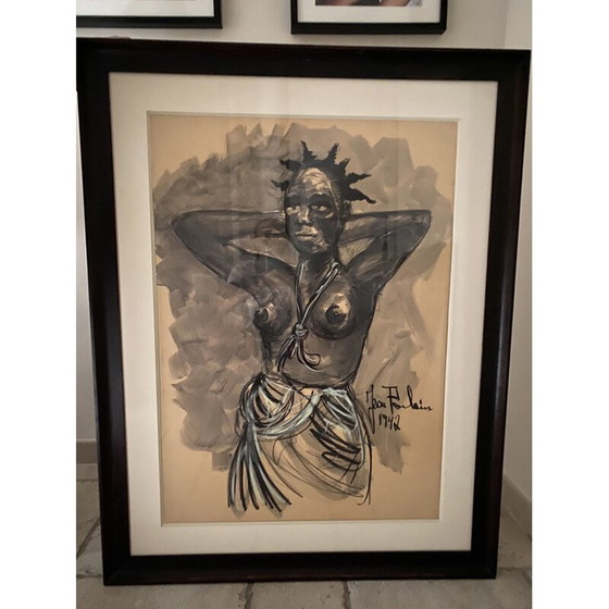 Image 1 of Vintage charcoal drawing by Jean Poulain, 1947