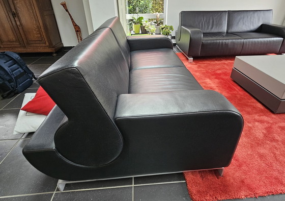 Image 1 of 2x Leolux Black Leather Seats