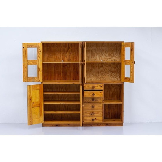 Image 1 of Set of 4 vintage solid pine storage cabinets for Luxus, Sweden 1960s