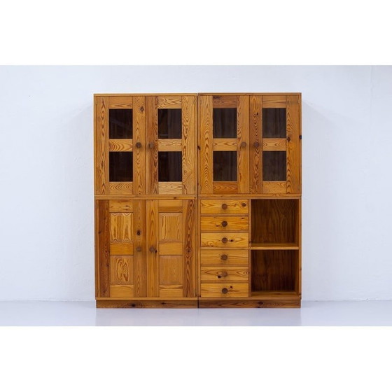 Image 1 of Set of 4 vintage solid pine storage cabinets for Luxus, Sweden 1960s
