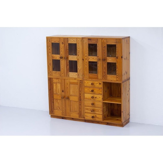 Image 1 of Set of 4 vintage solid pine storage cabinets for Luxus, Sweden 1960s