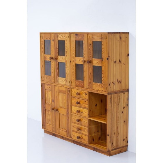 Image 1 of Set of 4 vintage solid pine storage cabinets for Luxus, Sweden 1960s