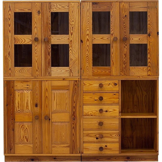 Image 1 of Set of 4 vintage solid pine storage cabinets for Luxus, Sweden 1960s
