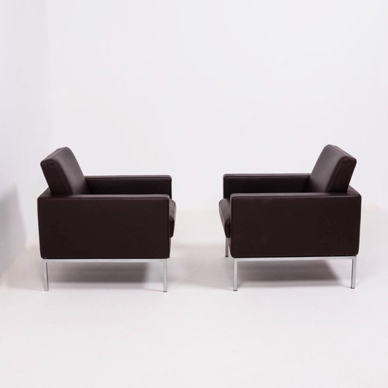 Image 1 of Pair of vintage Walter Knoll brown leather armchairs