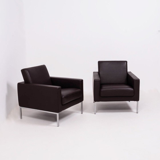 Image 1 of Pair of vintage Walter Knoll brown leather armchairs