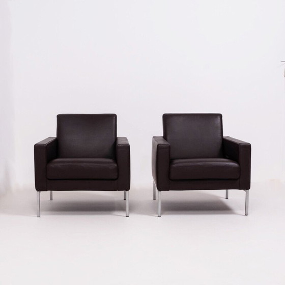 Image 1 of Pair of vintage Walter Knoll brown leather armchairs