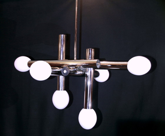 Image 1 of Gaetano Sciolari Mid-Century Chrome Chandelier