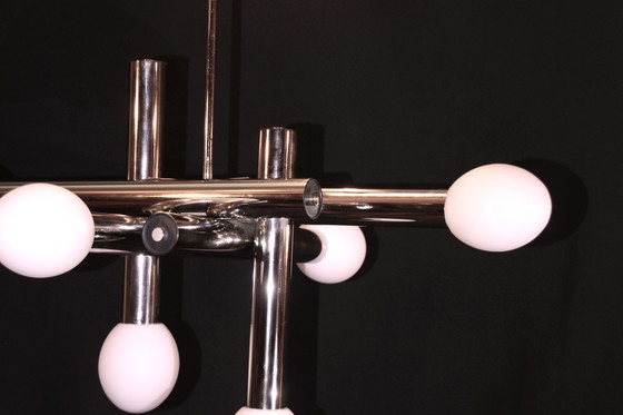 Image 1 of Gaetano Sciolari Mid-Century Chrome Chandelier