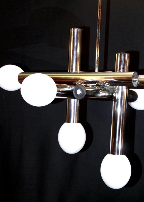 Image 1 of Gaetano Sciolari Mid-Century Chrome Chandelier