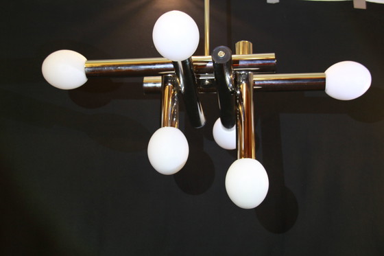 Image 1 of Gaetano Sciolari Mid-Century Chrome Chandelier