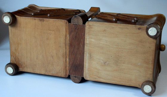 Image 1 of Art Deco hinged sewing box - decorated with inlays