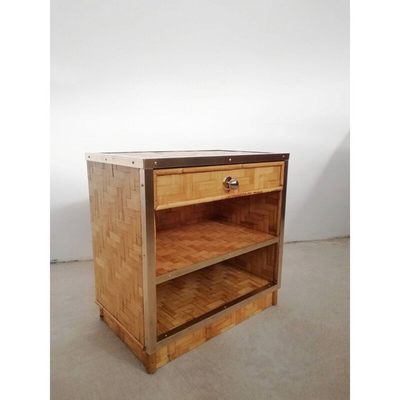 Image 1 of Pair of vintage bamboo and rattan night stands, Italy 1970s