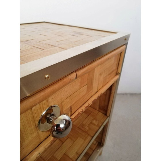 Image 1 of Pair of vintage bamboo and rattan night stands, Italy 1970s