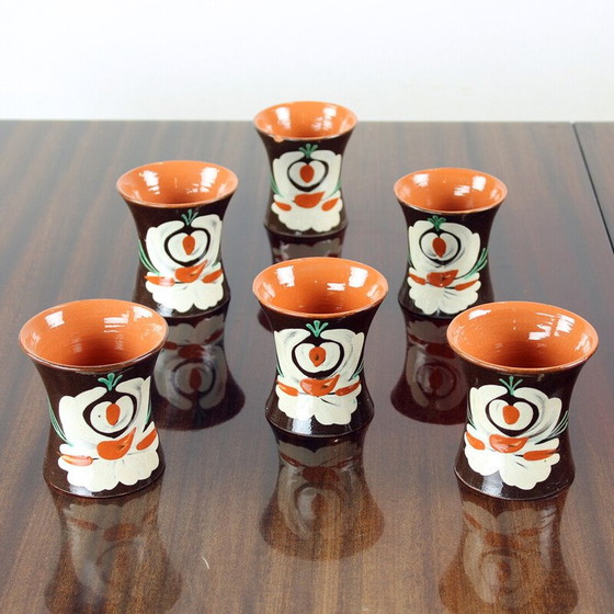 Image 1 of Set of 6 vintage handmade cups, Czechoslovakia 1950s