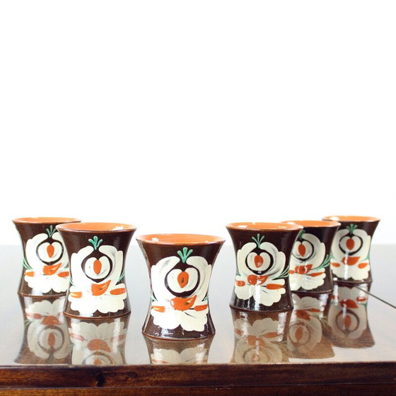 Image 1 of Set of 6 vintage handmade cups, Czechoslovakia 1950s