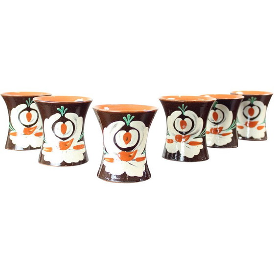 Image 1 of Set of 6 vintage handmade cups, Czechoslovakia 1950s